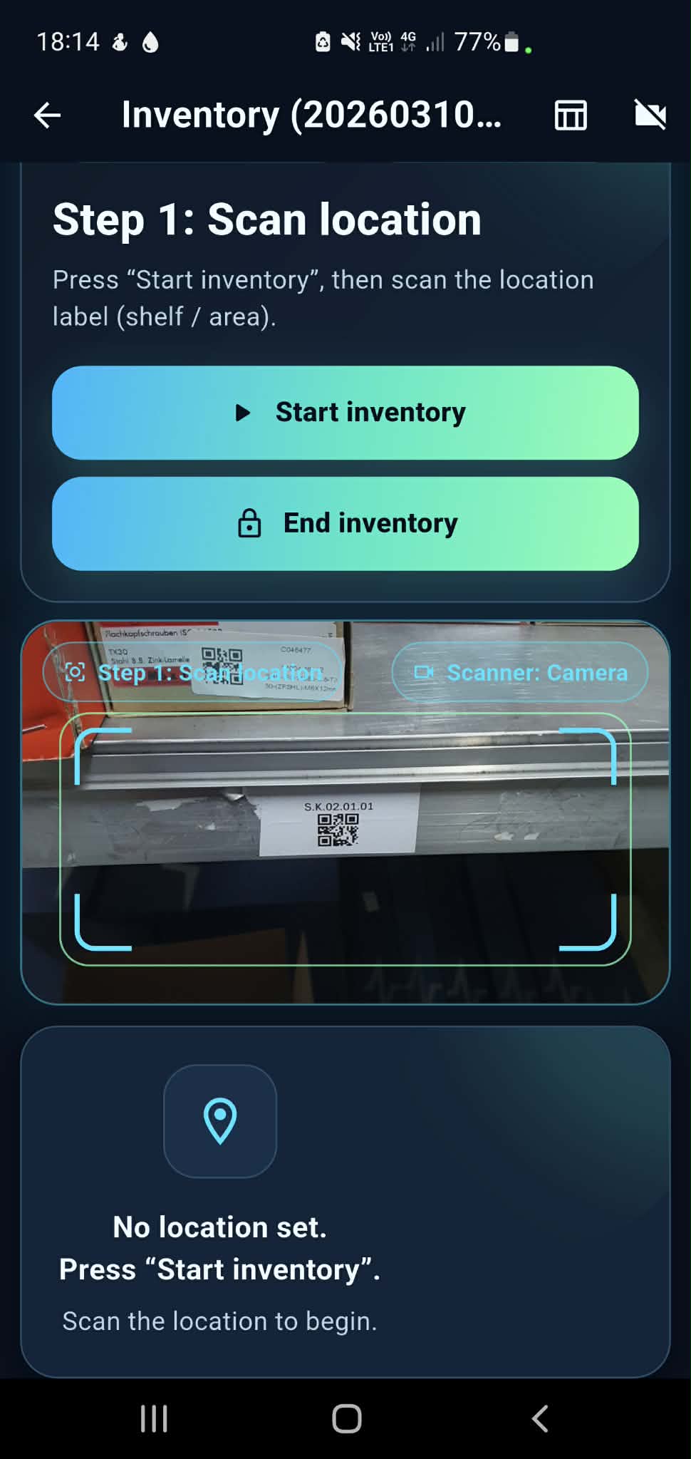 Inventory by Elmvick stock counting screen