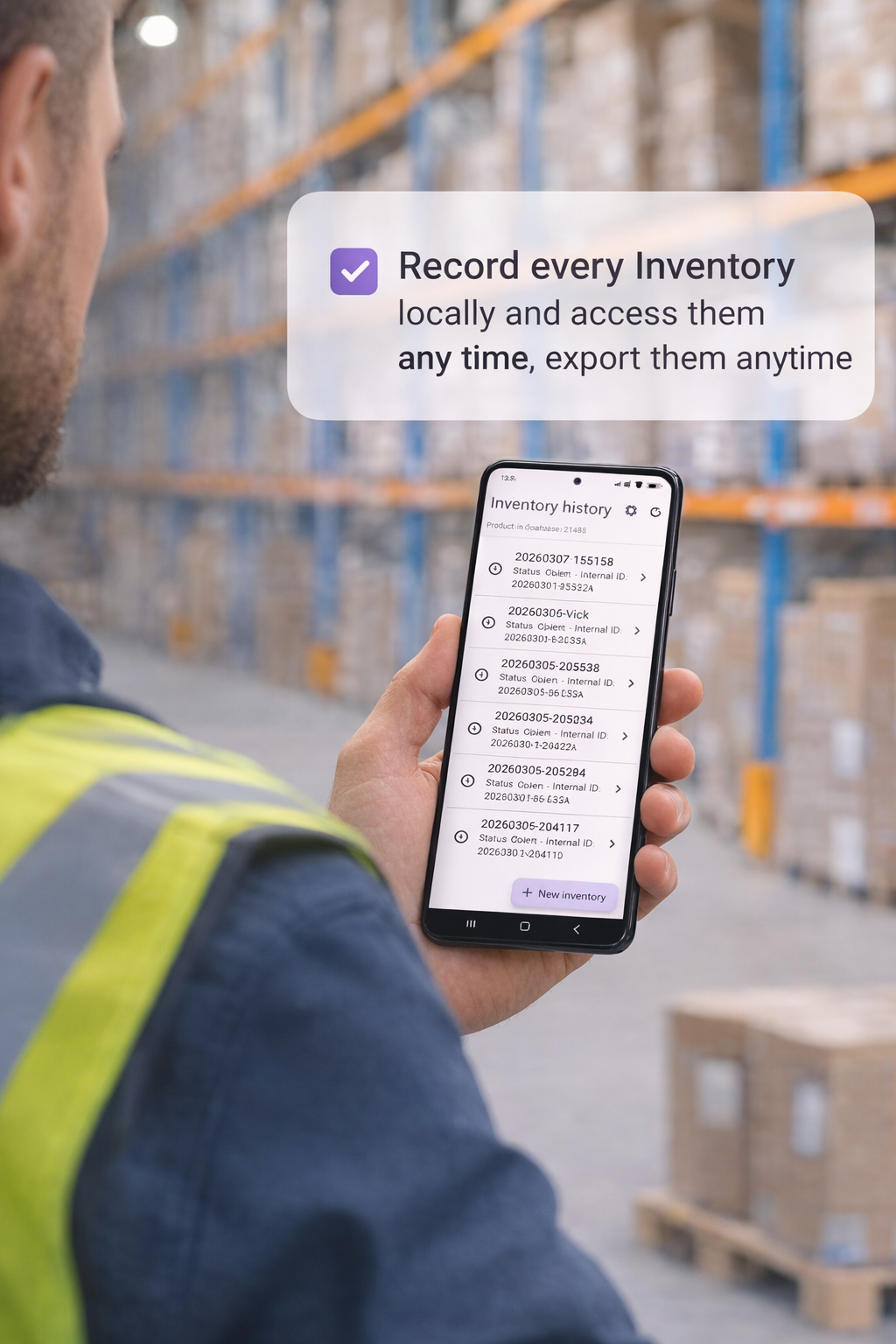 Inventory by Elmvick warehouse workflow screen