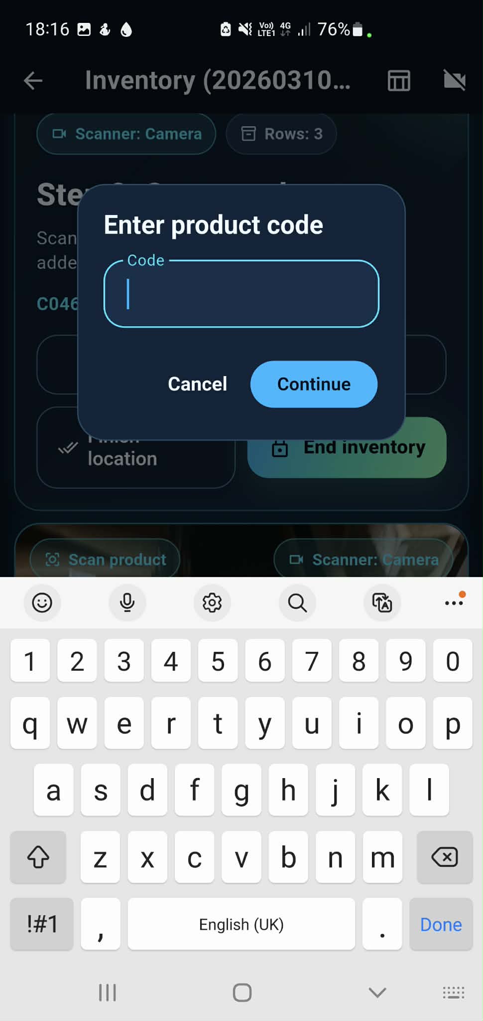 Inventory by Elmvick export buttons screen