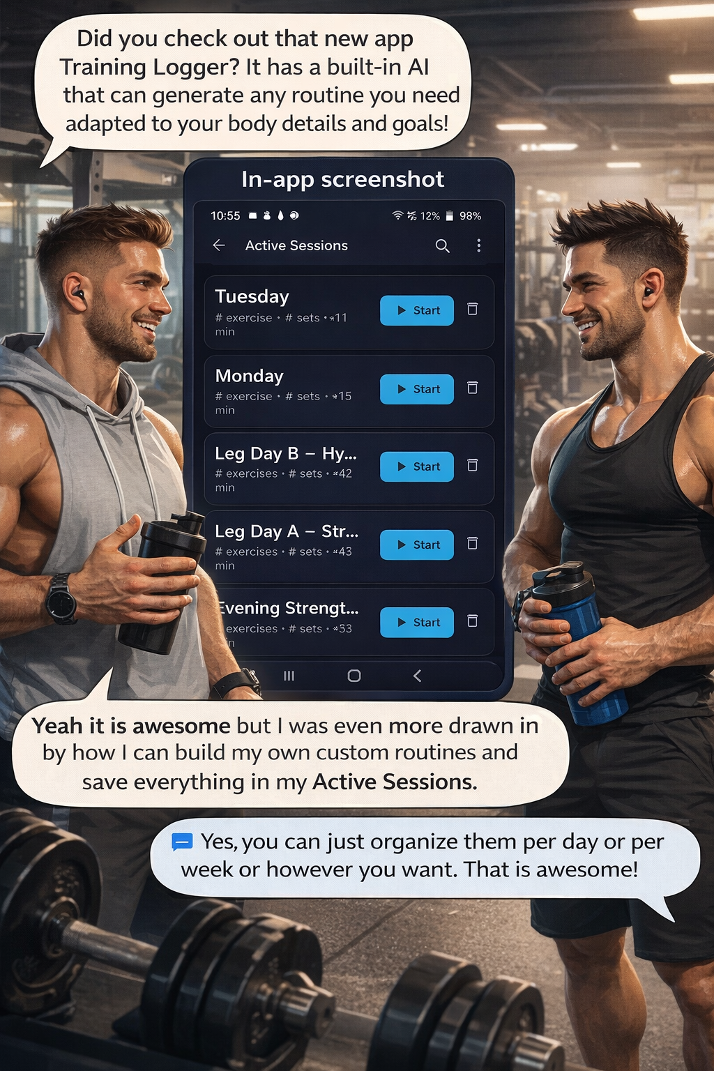 Training Logger live app interface screen
